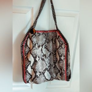 Stella McCartney - Falabella Fold Over Faux Python Bag - Hot Pink